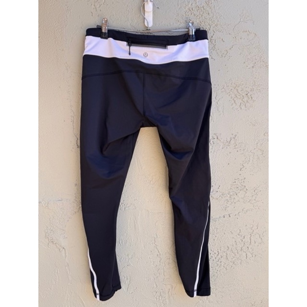 Lululemon Run Inspire Tight II Black White Stripe Leggings Pants SZ 8 Athleisure - Picture 5 of 8